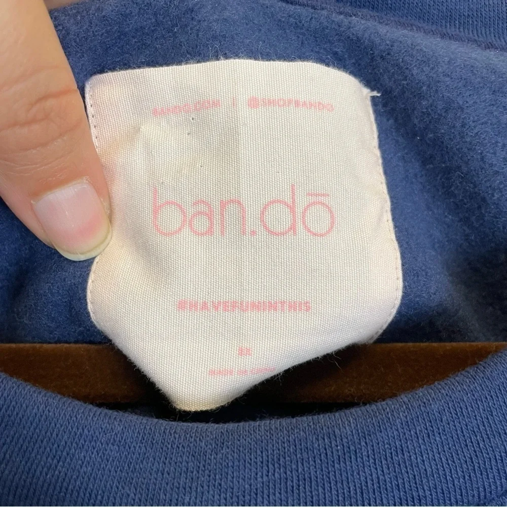 Ban.do Ruffle‎ Sleeve Crew Neck Pullover Sweatshirt Blue Size 2X